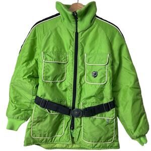 Vintage Arctic Cat Snowmobile Jacket Size M Youth USA 70’s Neon Green